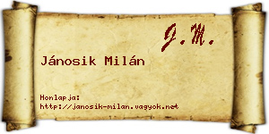 Jánosik Milán névjegykártya